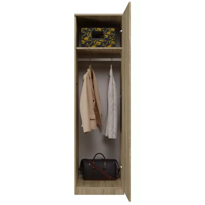 Roupeiro Topeshop SD-50 SON KPL 5 prateleiras 1 porta carvalho