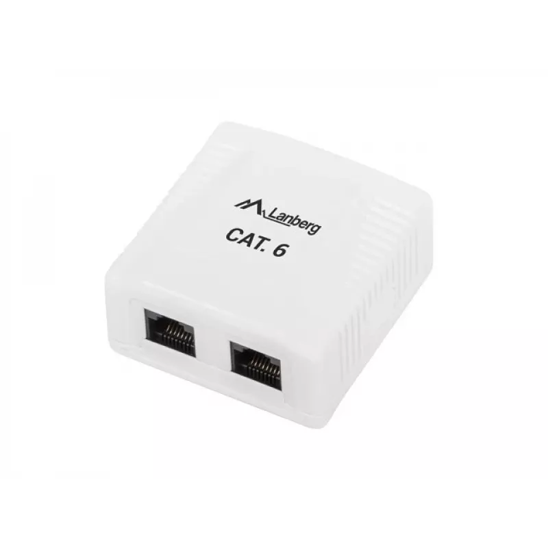 LANBERG tomada de superfície RJ-45 Cat6 OU6-0002-W branco, 2 conectores fêmea, 30×54×57 mm
