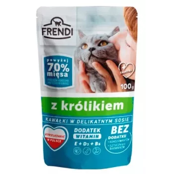 Ração húmida para gatos Frendi Pieces em molho com coelho — saco de 100 g