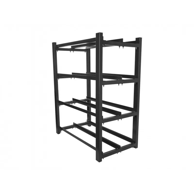 Suporte de bateria para UPS 830x454 2 filas 4 níveis 8 compartimentos preto embalado plano