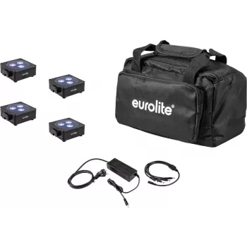 Conjunto de luzes planas LED EUROLITE AKKU 3 — 4× painéis a bateria em bolsa macia