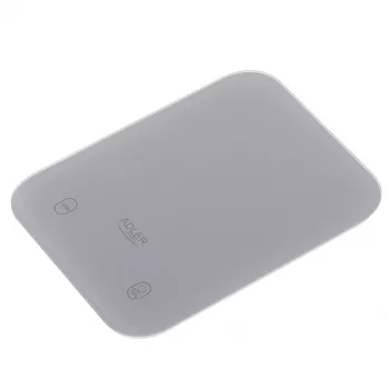 Balança de cozinha Adler AD 3181, vidro temperado, capacidade 10 kg, precisão 1 g, ecrã LCD, cinzento