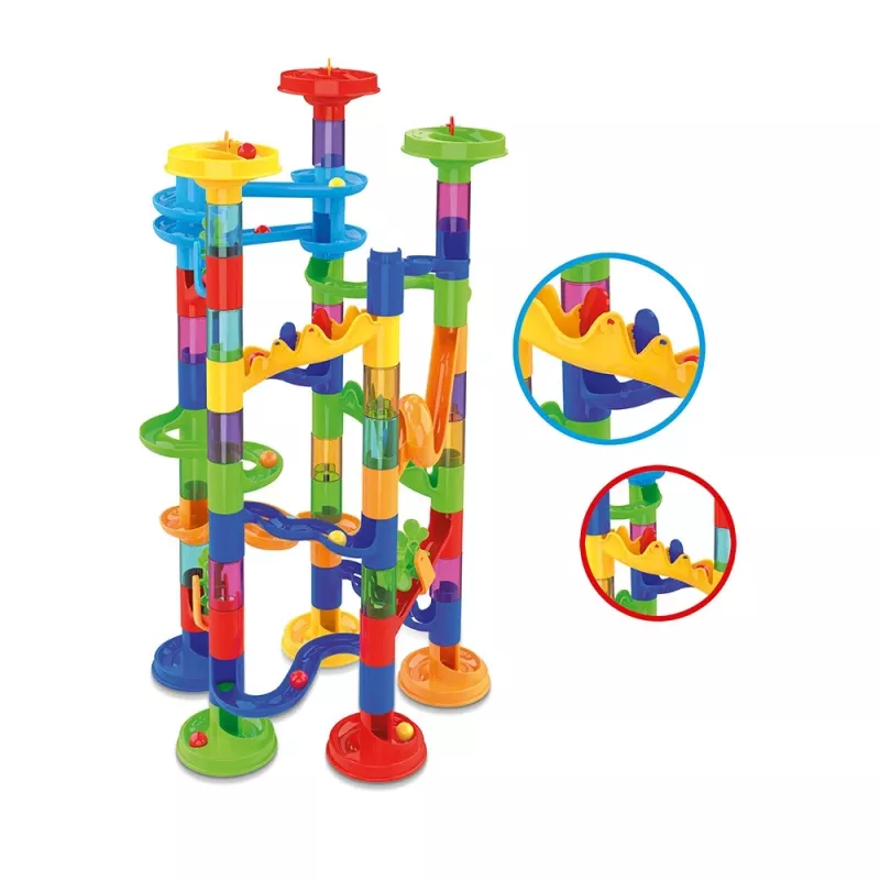Conjunto de construção de pista de berlindes Ascato modelo 117607 — 78 peças, pista de berlindes modular