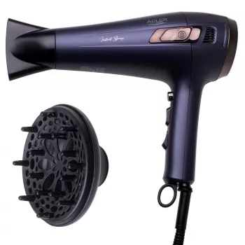 Secador de cabelo com cabo retrátil - 2400W + difusor Adler