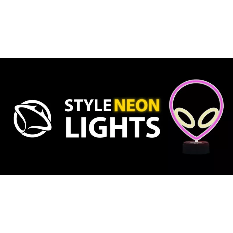 Lâmpada de mesa MANTA SNL86PK Style Neon Lights UFO rosa – lâmpada néon decorativa rosa
