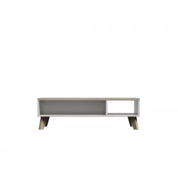 Mesa de centro cama meble LOTTA 110 — retangular, 1100×600×350 mm, estrutura branca com tampo carvalho Sonoma