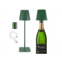 Beper P201UTP115 candeeiro de mesa LED recarregável, 1,5 W, interruptor tátil, regulável, adaptador para garrafa de 33 mm, resistente à água, verde