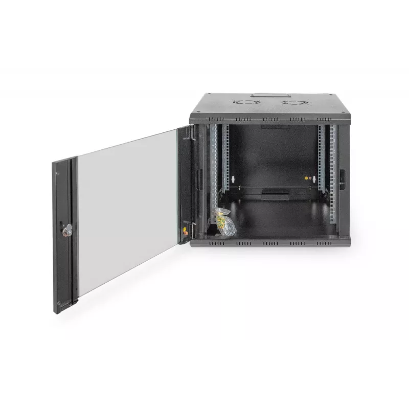 DIGITUS Professional Unique DN-19 09U-6/6-SW - armário - armário de rede - adequado para montagem na parede - preto, RAL 9005 - 9U - 48,3 cm (19) (DN-19 09U-6/6-SW)