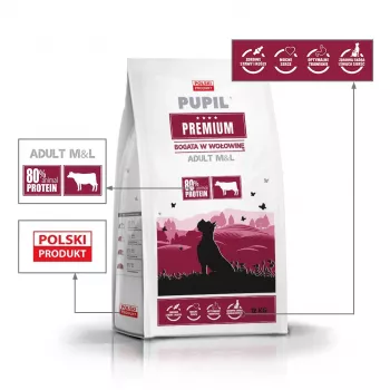 PUPIL Premium Raças Médias e Grandes Rico em Vitela - Alimento seco para cães - 12 kg