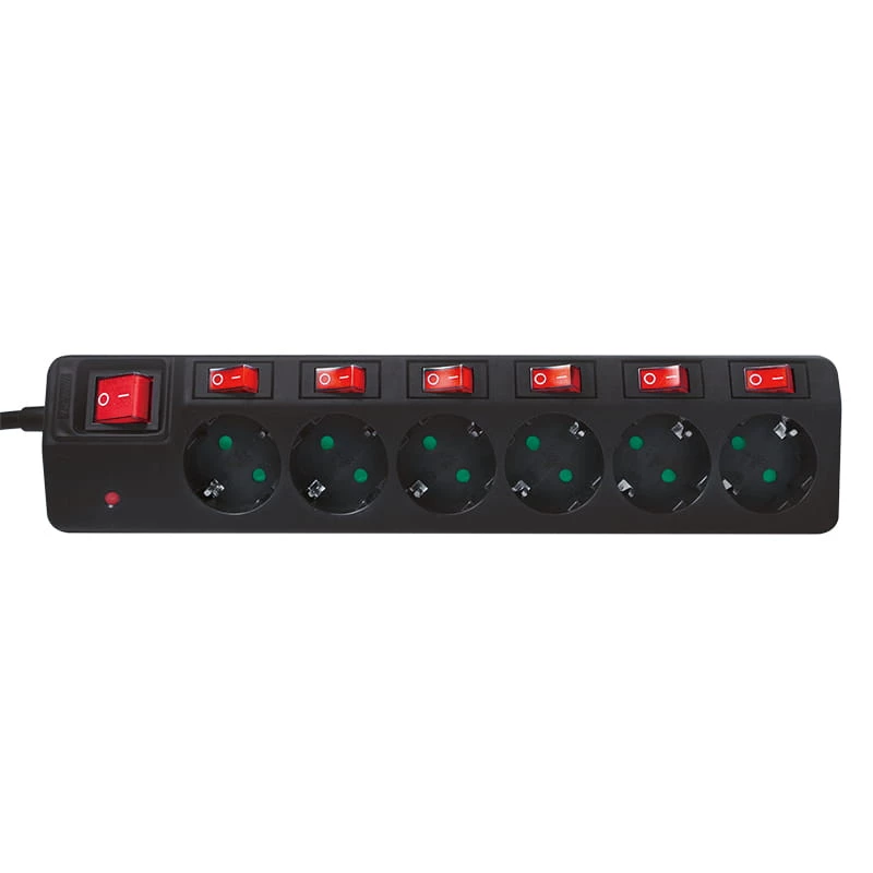 Extensão de energia LogiLink LPS233 1,5 m 6 tomadas AC interior preto
