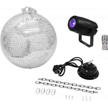 Conjunto de bola de discoteca LED EUROLITE 20000562 — bola de espelhos de 30 cm com motor e iluminação LED integrada