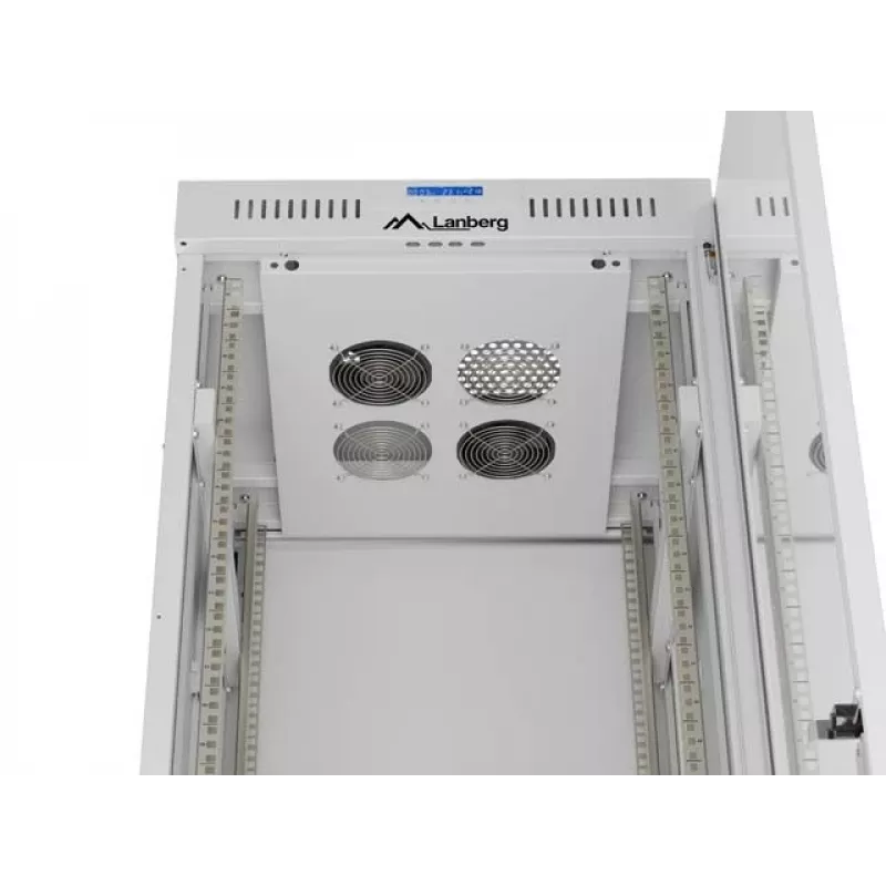 Armário rack de chão LANBERG 19 polegadas 42U 600×600 mm cinzento com porta de vidro e LCD (embalagem plana)