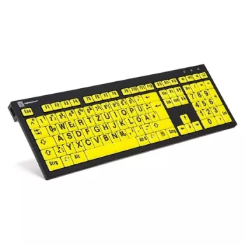 Logickeyboard XL Print NERO Office USB QWERTZ alemão preto amarelo