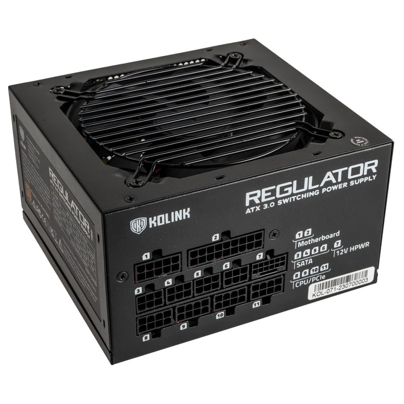 Fonte de alimentação Kolink Regulator 80 PLUS Gold, ATX 3.0, PCIe 5.0, modular - 750 Watt