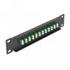 Patch panel de fibra ótica DeLOCK 10 polegadas 12 portas LC duplex verde 1U preto