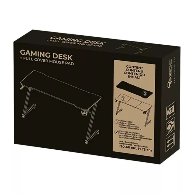 Mesa de computador Subsonic SA5706 preta reta PVC 120x60 cm