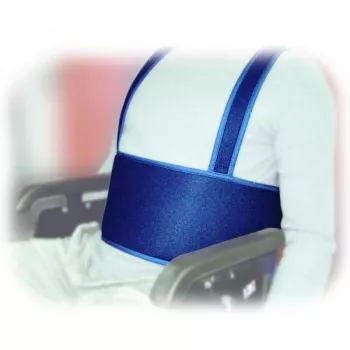 Cinto de estabilização para cadeira de rodas Aston Secuback Tipo 2 — cinto abdominal de apoio postural, têxtil, ajustável até 150 cm, 20 cm de largura, azul