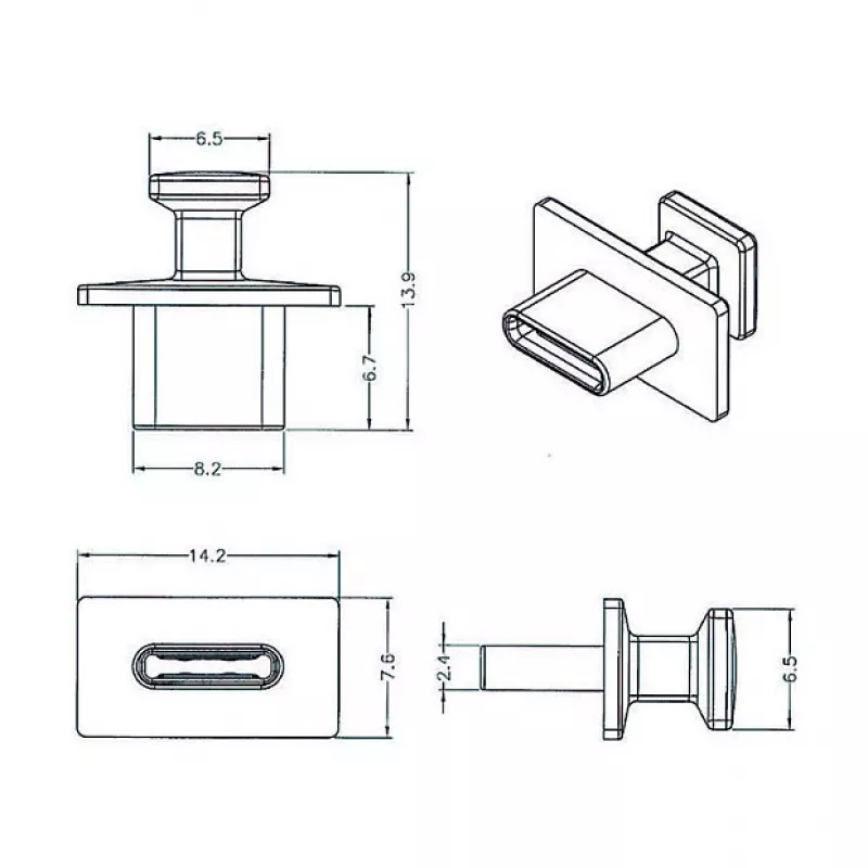 Tampa de proteção para conector fêmea USB Type-C DeLOCK 64015