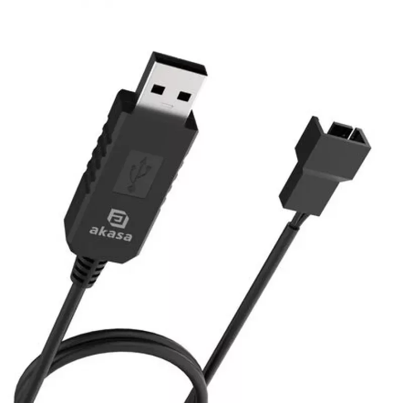 Cabo conversor de tensão DC Akasa AK-CBFA10-60BK de USB para ventoinha de PC 3-Pin & 4-Pin, 60 cm