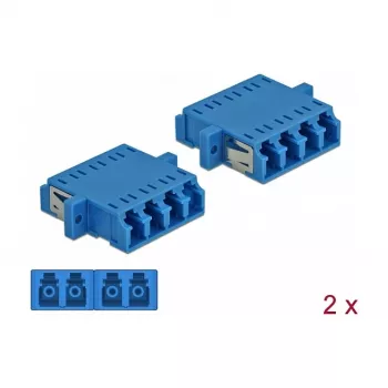DeLOCK acoplador de fibra ótica LC Quad fêmea para LC Quad fêmea, Singlemode, azul, 2 unidades