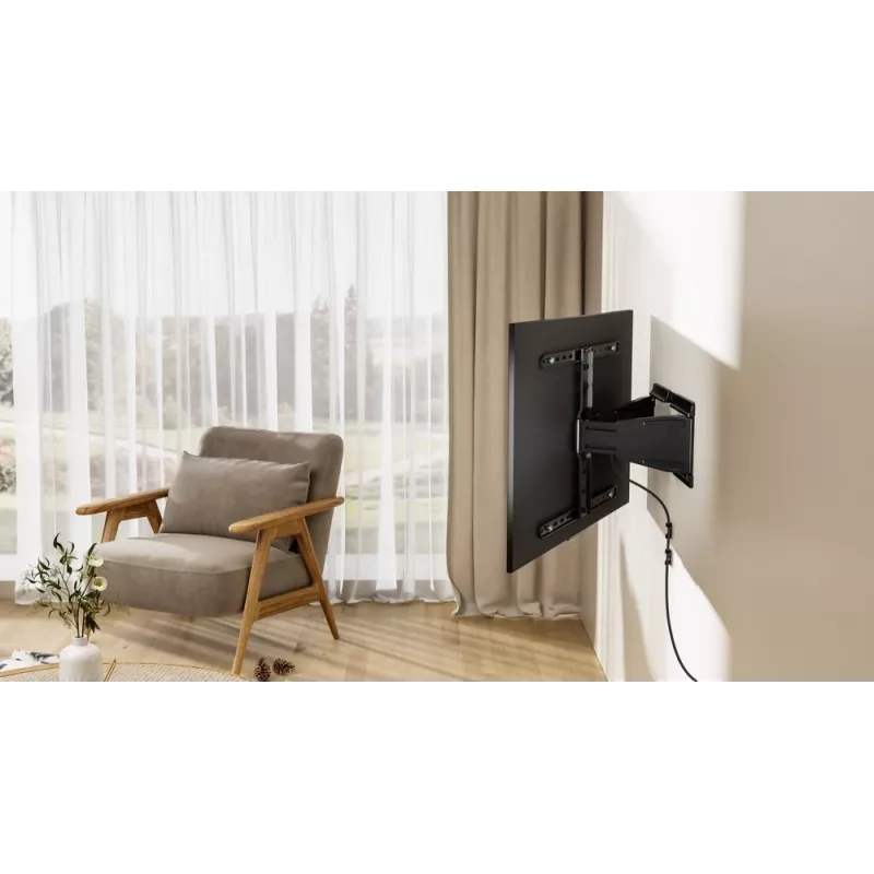 Suporte de parede para TV totalmente articulado GEMBIRD WM-90ST-02 para ecrãs de 43–90 polegadas, suporte articulado, VESA 100x200–600x400, capacidade de carga 50 kg