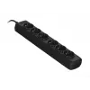 Régua de tomadas ActiveJet 6GNU - 3M - C, 6 tomadas, tipo E, cabo de 3 m, 10 A, preto