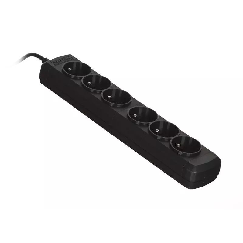 Régua de tomadas ActiveJet 6GNU - 3M - C, 6 tomadas, tipo E, cabo de 3 m, 10 A, preto