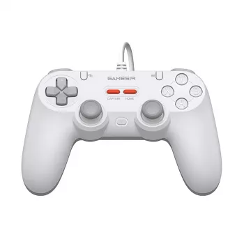 Comando gaming com fios GameSir T3 Lite WT branco – comando com fios ergonómico, compatível com PC