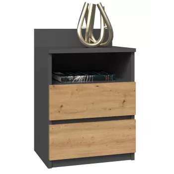 Mesa de cabeceira top e shop M1 ANTRACYT/ARTISAN, carvalho, 2 gavetas, 400×320×590 mm