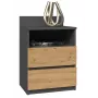 Top E Shop M1 ANTRACYT/ARTISAN mesa de cabeceira, 2 gavetas, carvalho
