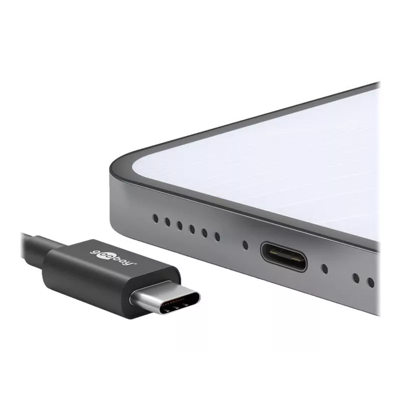 Wentronic goobay - Cabo USB - USB-C (M) para USB-C (M) - USB 2.0 3 A - 0,5 m - preto (66316)