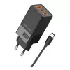 Adaptador de rede Beline 2x USB-C 1x USB 65W cabo USB-C preto/preto PD 3.0