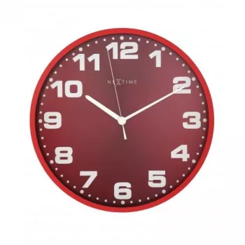 NeXtime Relógio 3053ro Dash Red, Ø35 cm, parede, vermelho/prateado