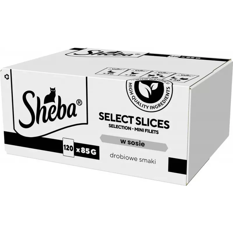 Sheba Select Slices sabores de aves em molho, comida húmida para gatos, 120 x 85 g