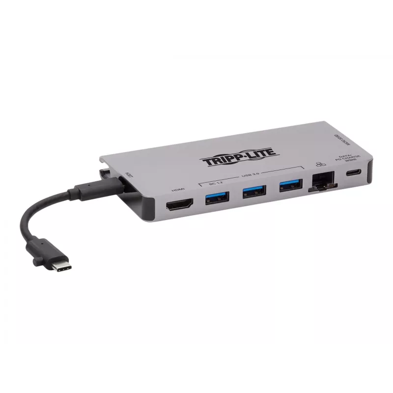 Dock USB-C - 4K HDMI, USB 3.2 Gen 1, hub USB-A, GbE, cartão de memória, carregamento PD 100W, cabo removível U442-DOCK5D-GY