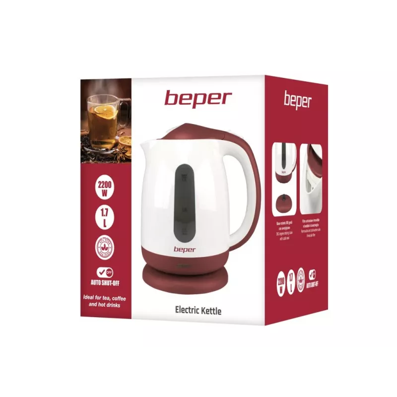 Chaleira elétrica Beper 1,7L 2200W preto