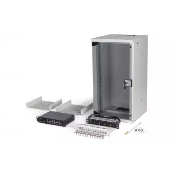 Armário de rede de montagem na parede Digitus DN-49104-SET 12U 60 kg IP20 cinzento
