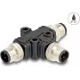 Splitter de cabo DeLOCK M12 splitter em T codificação A 4 pinos 1 x ficha para 2 x ficha