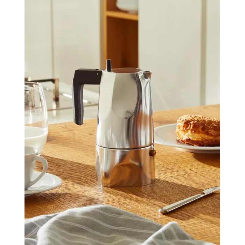 Máquina de café expresso Alessi MT18/3 Ossidiana, aço inoxidável, alumínio, 3,5 x 18,5 x 40,5 cm