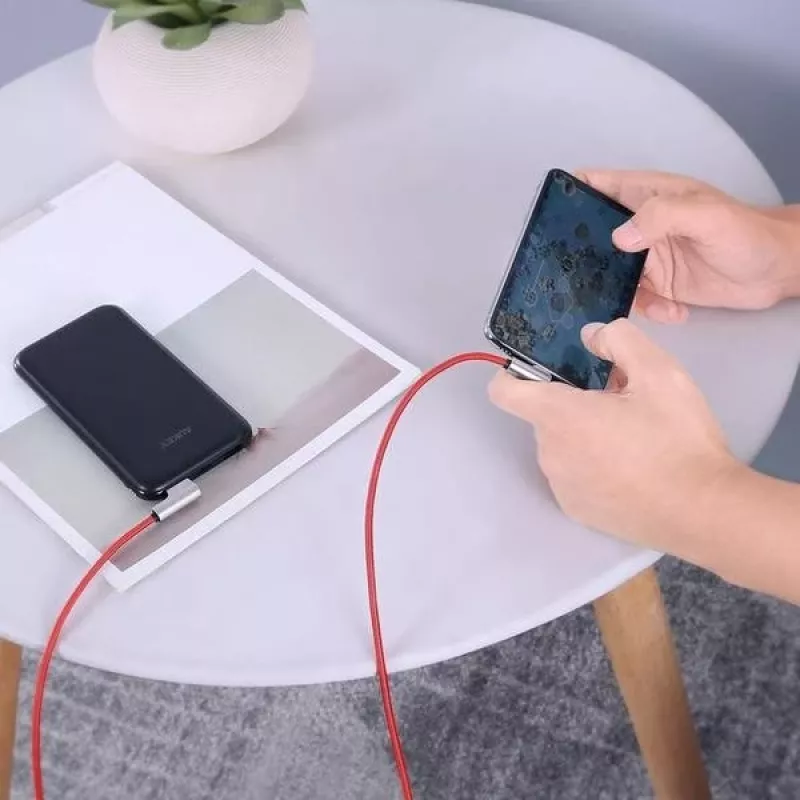 Cabo USB para Lightning Aukey CB-AL01 vermelho – revestimento de nylon, ficha Lightning para dispositivos Apple