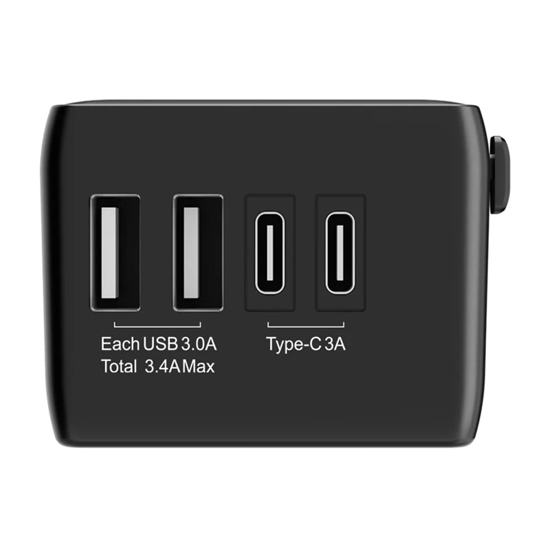 Adaptador de viagem BlitzWolf BW-TA1 4-em-1 com 2× conectores USB PD 20W