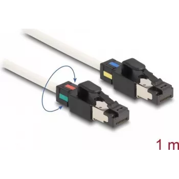 Cabo de rede DeLOCK RJ45 macho para macho Cat.6A S/FTP 1 m branco