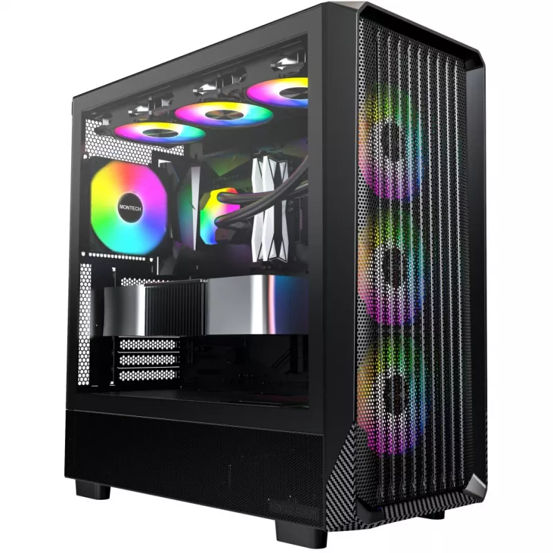 Caixa de PC Montech X5 Midi Tower preto ATX 3 ventoinhas de 140 mm