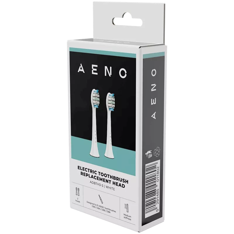 Cabeças de escova de substituição AENO, Branco, cerdas Dupont, conjunto de 2 (para ADB0003/ADB0005 e ADB0004/ADB0006)