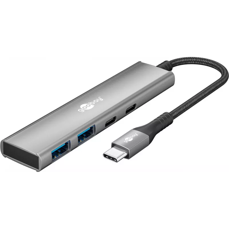 Goobay hub USB slim de 4 portas USB-C macho/USB-A 5 Gbit/s - ficha USB 3.2 (76563)