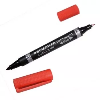 Marcador permanente Staedtler Lumocolor Duo ponta fina/redonda vermelho