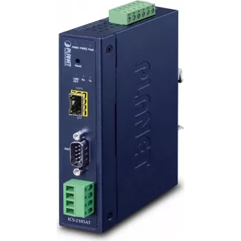 Conversor industrial PLANET RS-232 -422 -485 para IP - 1x COM - 1x 100Base-FX -SFP - 9-48VDC - -40-+75