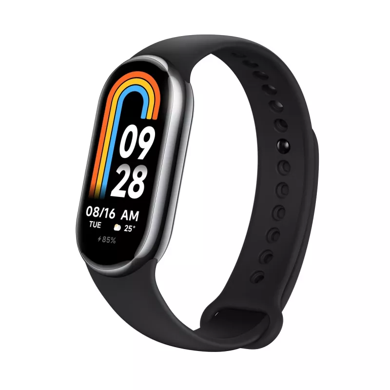 Xiaomi Smart Band 8 preto, monitor de atividade, Bluetooth 5.1, 190mAh, 1,62 polegadas, 5 ATM, sensor de aceleração, sensor PPG, giroscópio