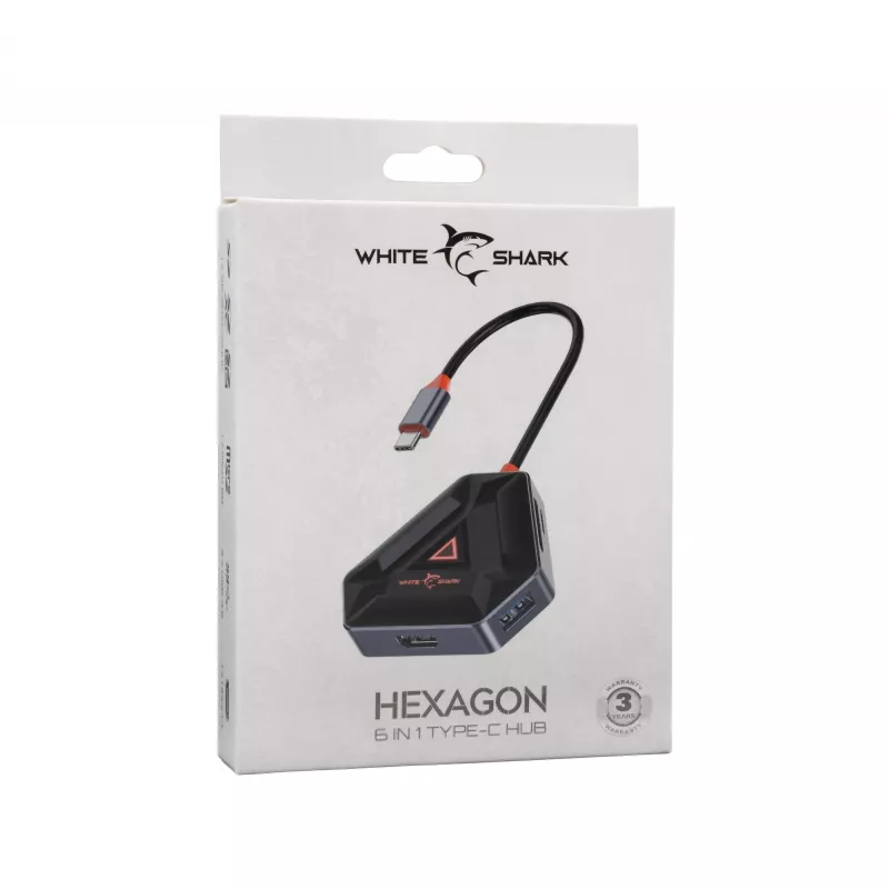 White Shark Hexagon hub USB-C 6 em 1