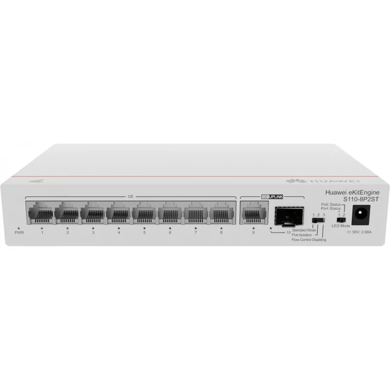 HUAWEI eKit S110 Series S110-8P2ST Ethernet Gigabit não gerido L2 (10/100/1000) Power over Ethernet (PoE) cinzento